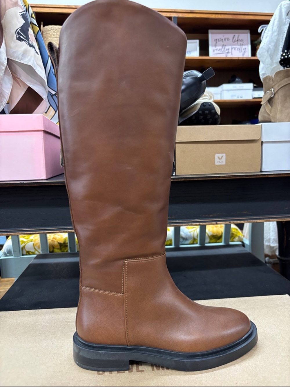 Steve Madden Tall Over-the-Knee Smooth Brown Leather Boots